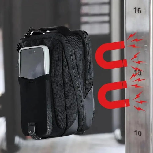 Unisex Magnetic Gym Phone Sling Bag Sport Chest Crossbody Handle Pouch with Earphone Key Water Bottle Organizer for Fitness Floo